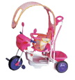 Child's Pink and White Tricycle with Canopy and Parent Handle