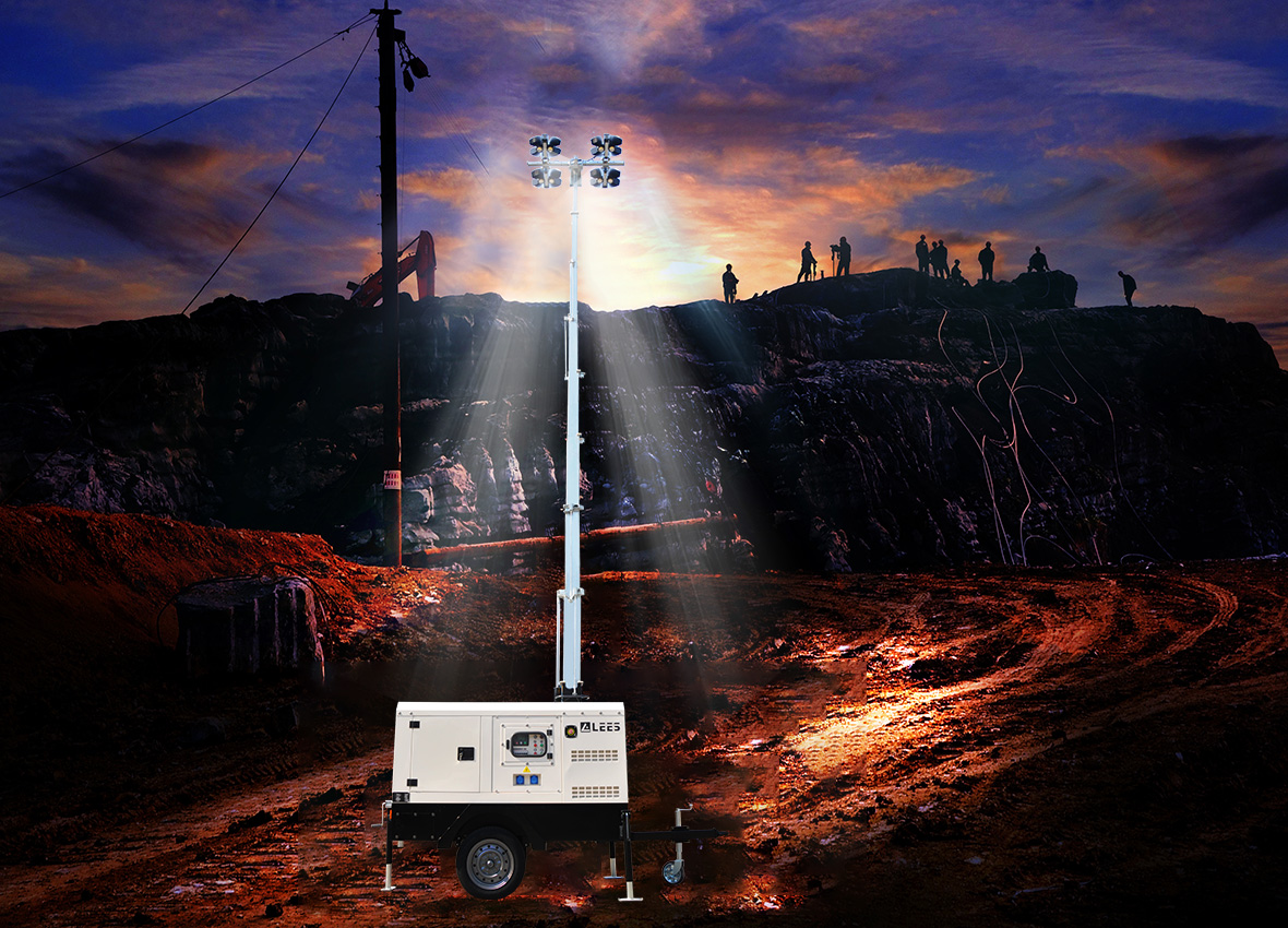 Light tower on site