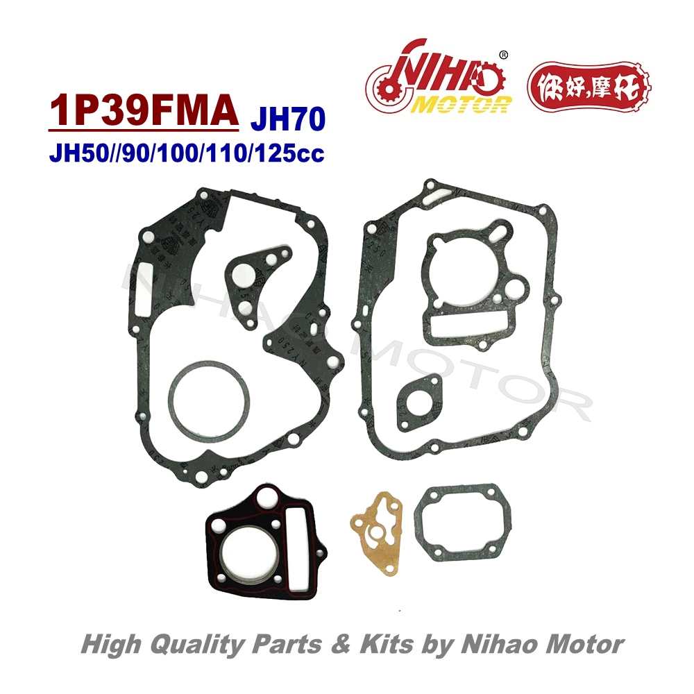 Full gasket set components for 70cc motorcycle engines
