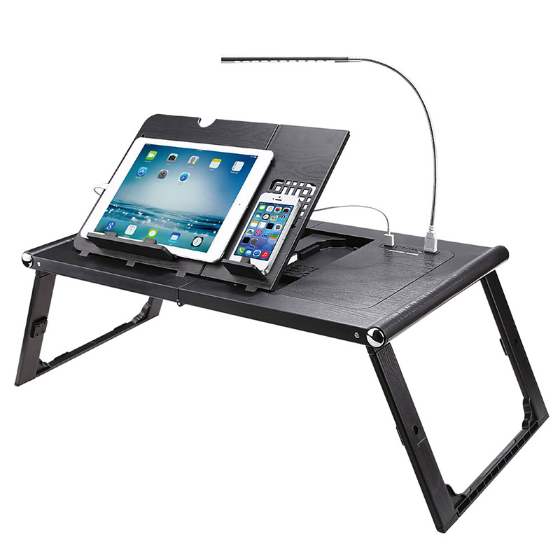 Portable Laptop Desk with Power Bank and LED Light