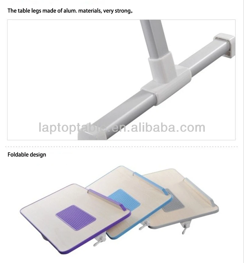 Strong aluminum legs of the laptop table