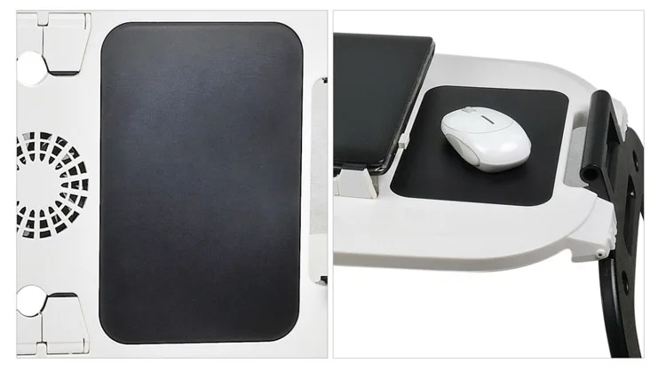 Ergonomic laptop table with mouse pad and tablet slot