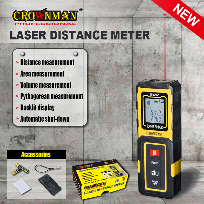 Laser Distance Meter with Area and Volume Calculation