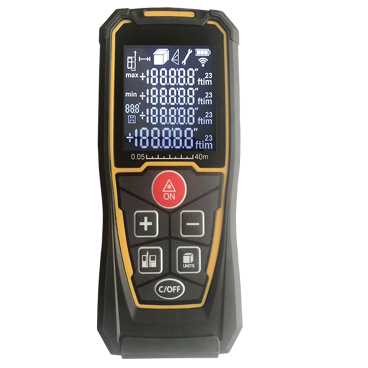 Laser Measure with Backlit LCD Digital Display  Laser Distance Measure w/Digital Level & Angle Sensor  M/In/Ft  99 Data Set Storage  3 Measurement Points  Pythagorean  Area & Volume Functions - Image 2