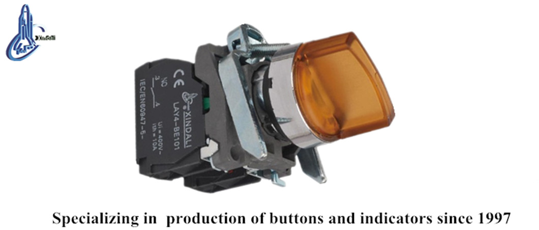 Yellow LED push button indicator unit