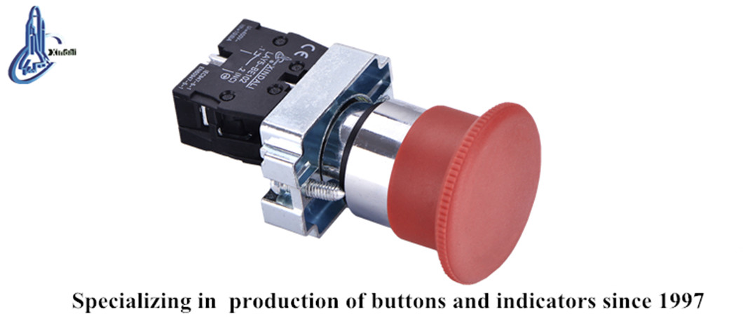 Emergency stop push button switch close-up