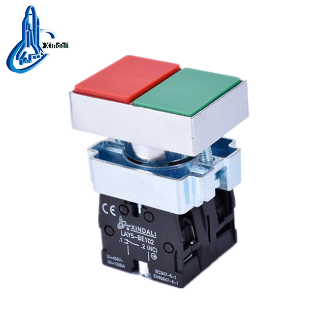 LAY5-BL8325 red and green double head push button on off metal switch - Image 3