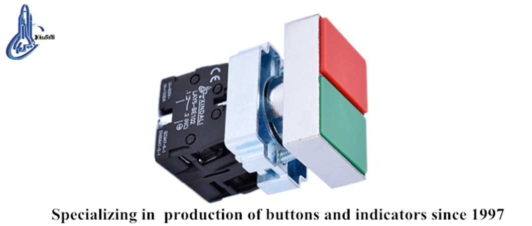 Close up of the double head push button switch