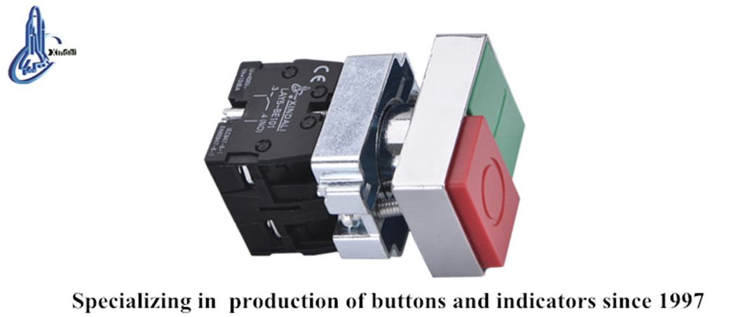 Close up of the industrial metal push button switch