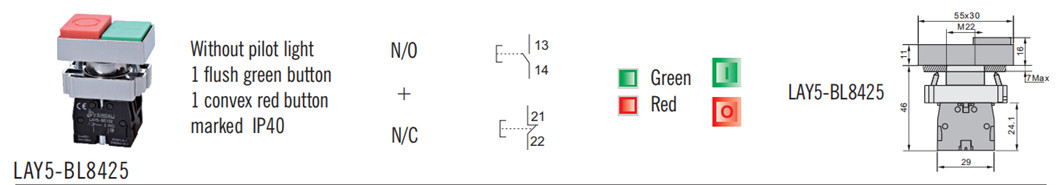 Technical diagram showing dimensions and contact layout
