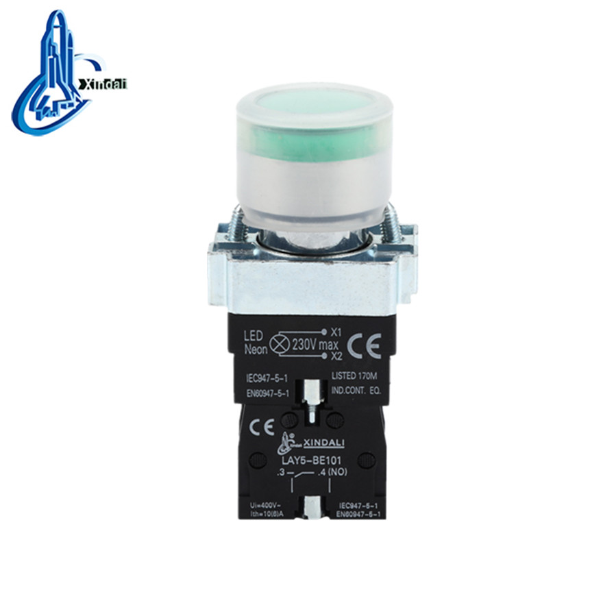 LAY5-BPW3361 metal flush green rubber cap push button switch with cover - Image 3