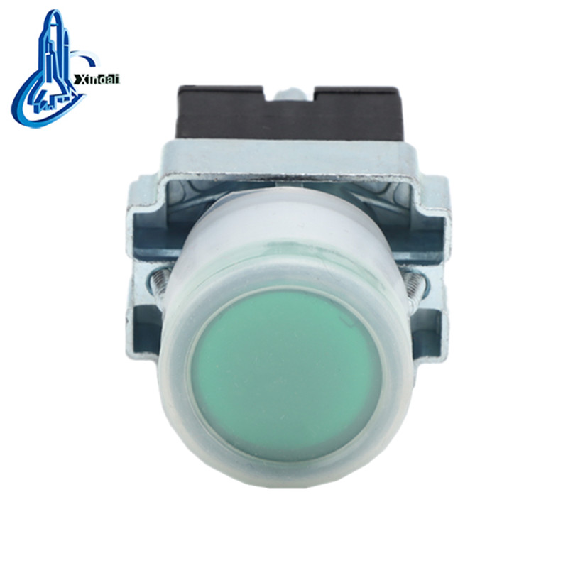 Metal Flush Green Rubber Cap Push Button Switch with Cover