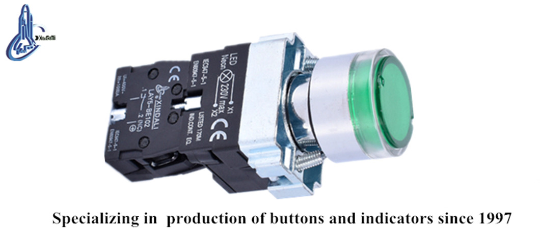 Close up of the illuminated push button switch