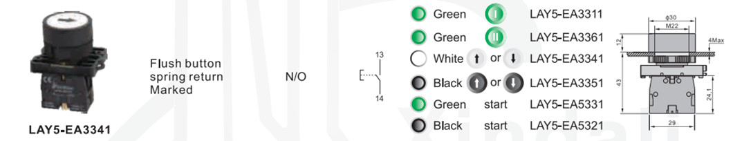 Technical diagram showing mounting dimensions and contact configuration