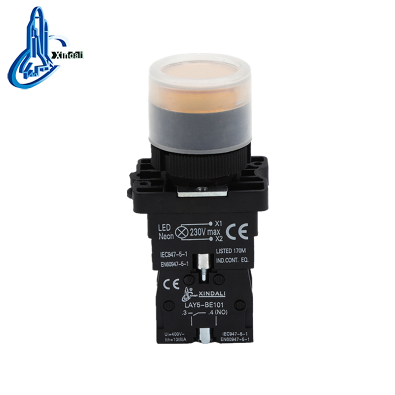 LED Indicator Light with Button and Rubber Cap