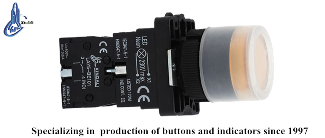 Technical diagram showing contact block and electrical specifications