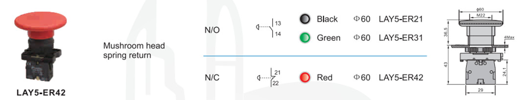 Technical diagram showing dimensions and mounting hole size M22