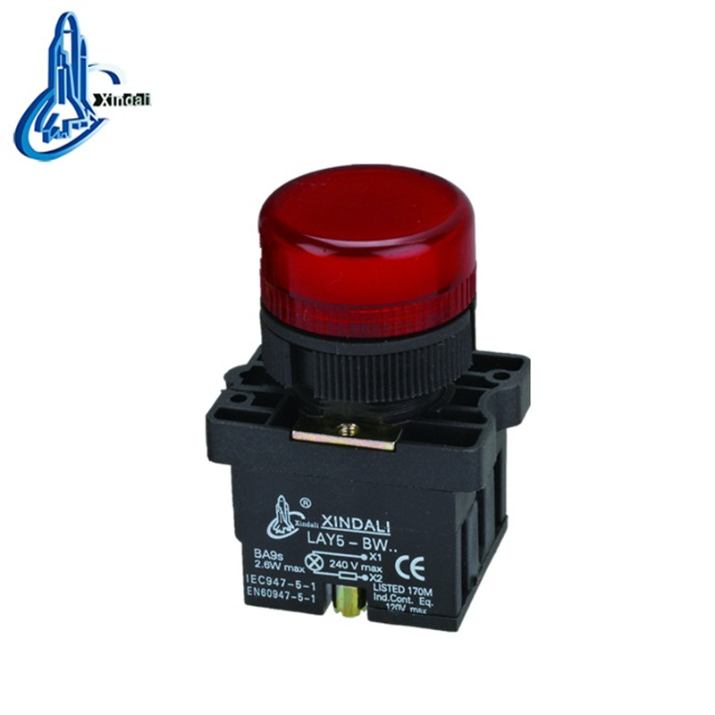 Red Flush Push Button Switch with Lamp