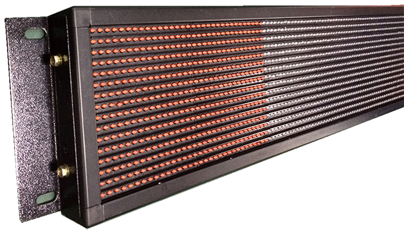 Close-up of LED bus display module showing matrix structure