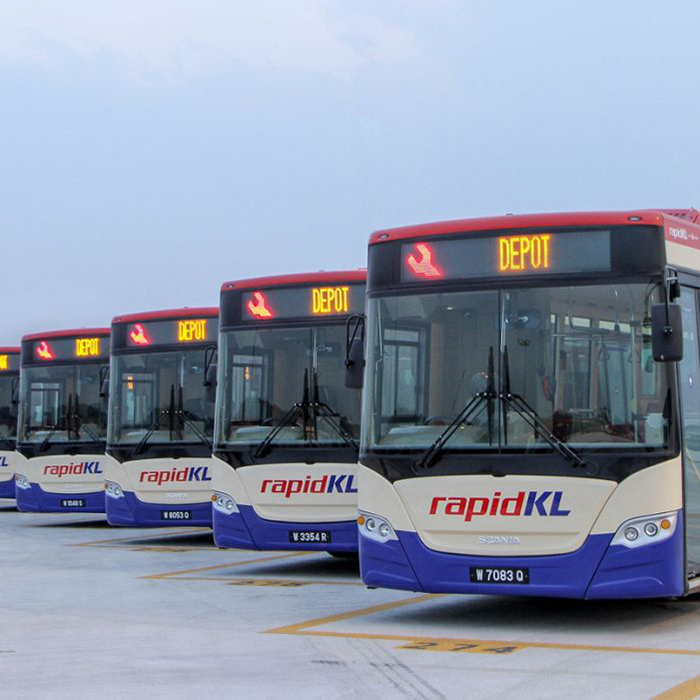 LED bus destination display mounted on a transit vehicle