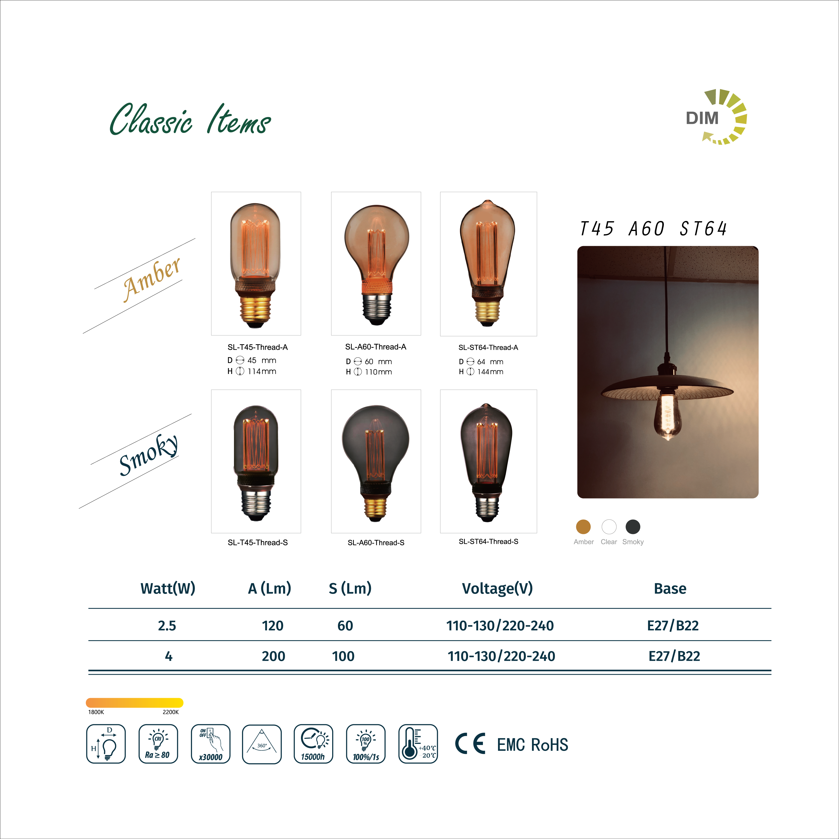 E27/B22 Decorative LED Filament Bulb