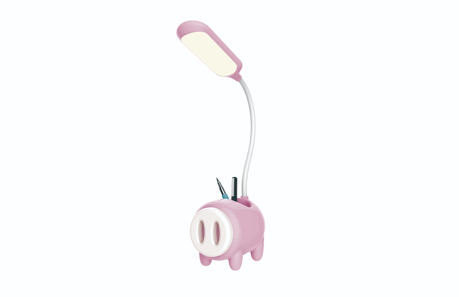 Pig-Shaped LED Desk Lamp with Pen Holder