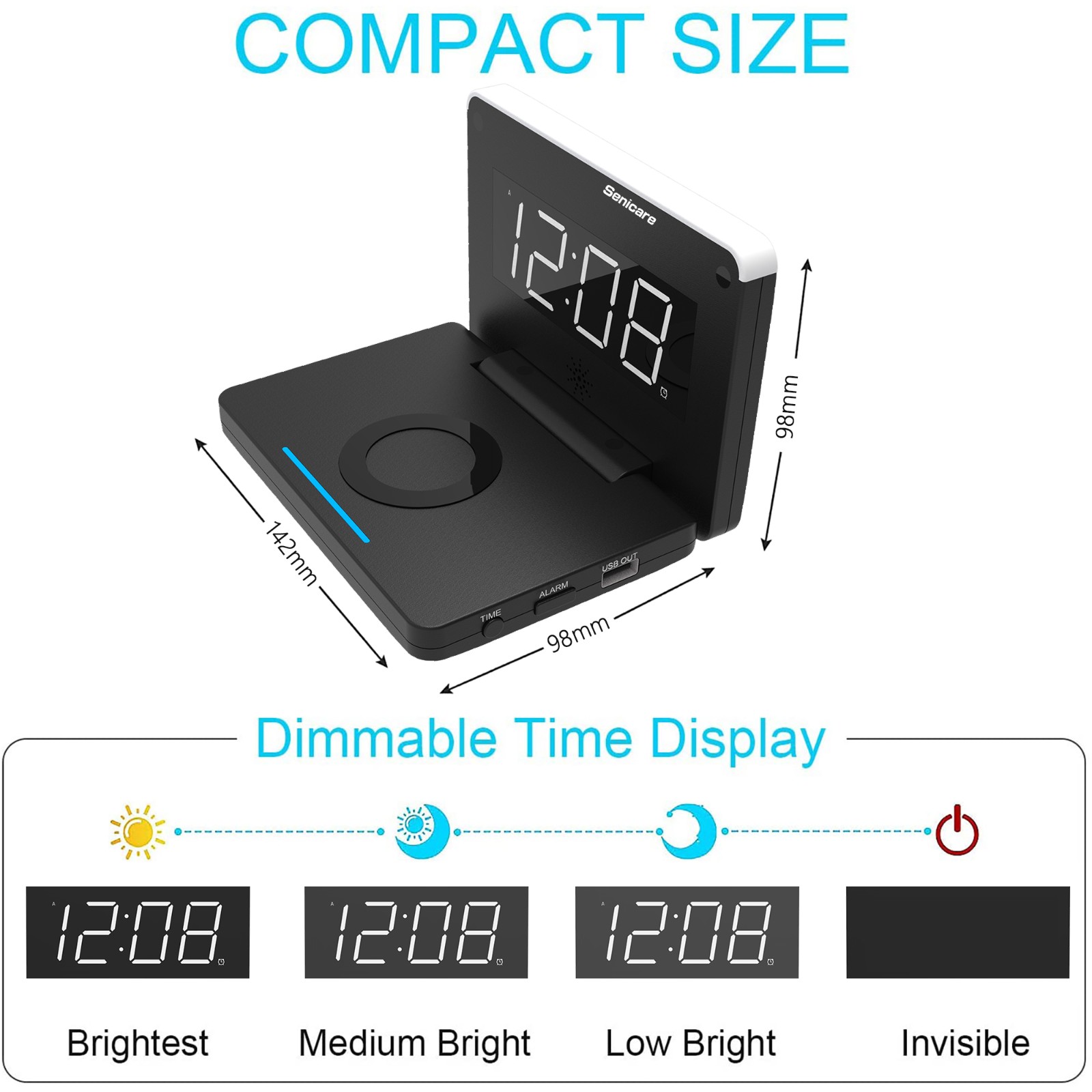 LED Digital Alarm Clock with USB and Wireless Charging - Image 3
