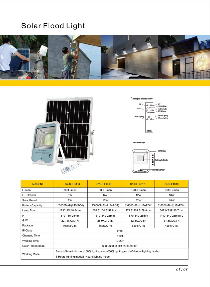 Solar Powered LED Flood Light with Multiple Modes