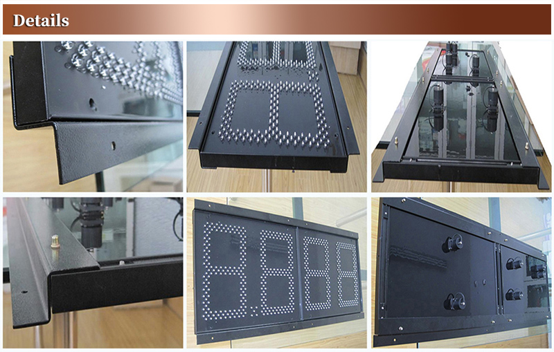 Close-up view of the LED gas price sign modular construction