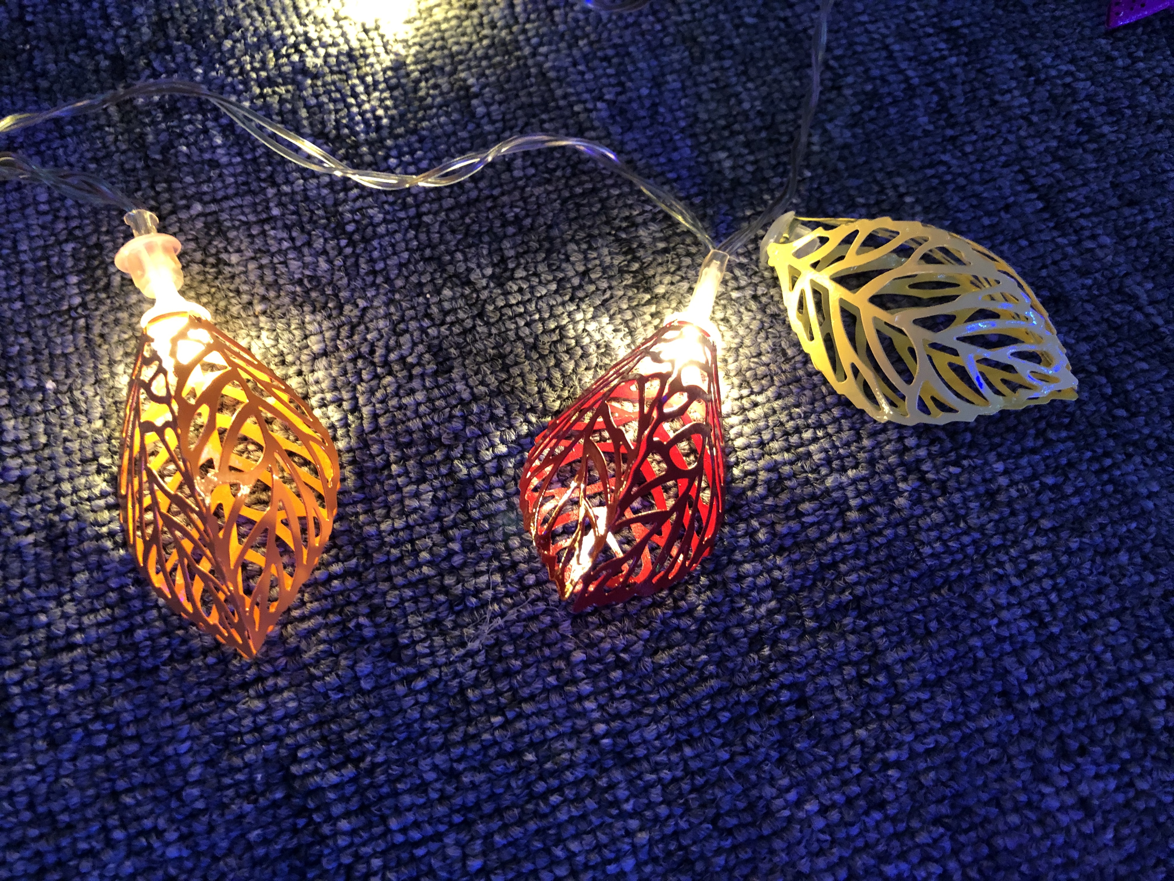 Decorative LED String Lights with Patterned Shades