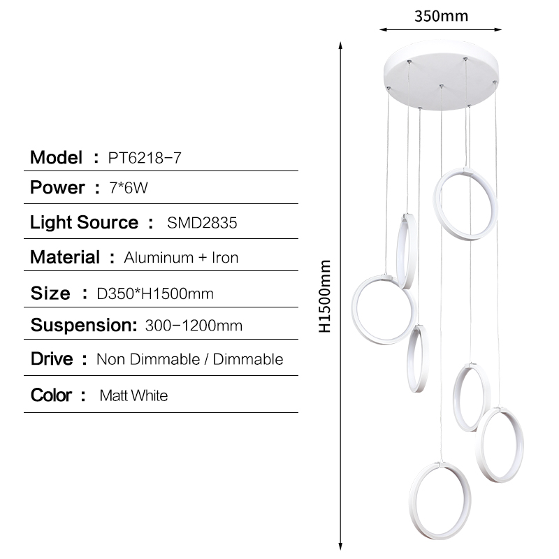 Circular LED Multi-Ring Pendant Light