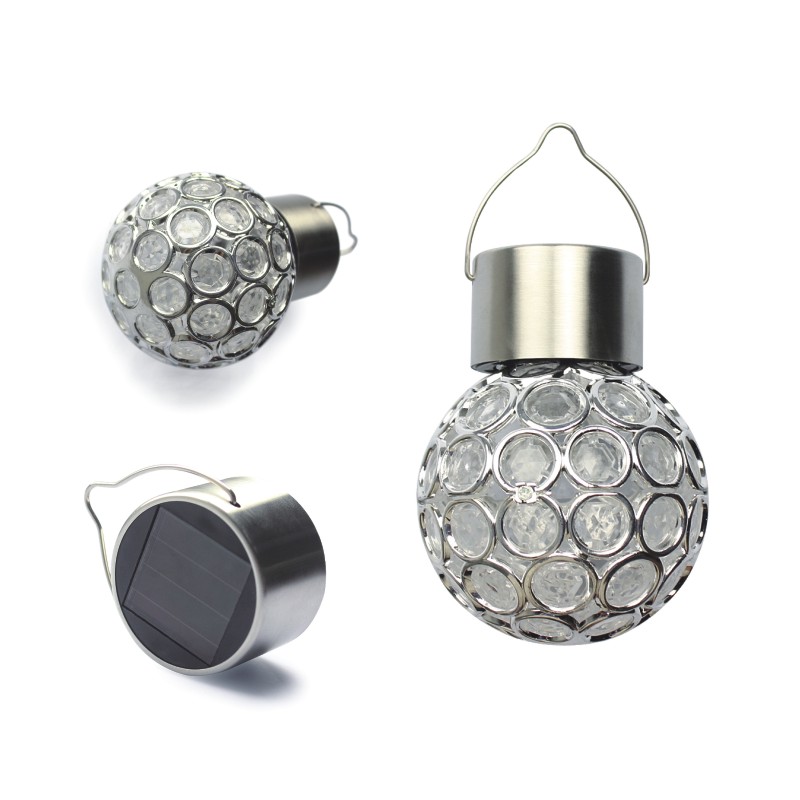 Solar Powered Hanging LED Light with Crystal Accents