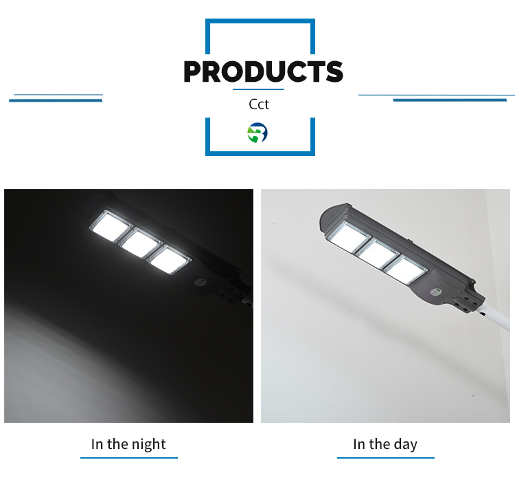LED solar street light showing day and night operation modes