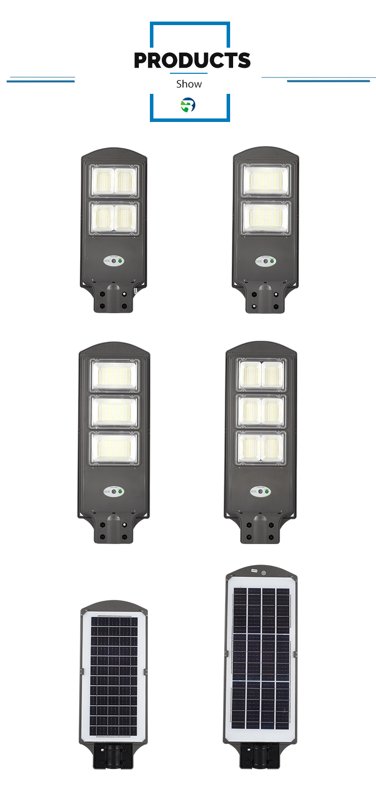 LED solar street light installed in an outdoor setting