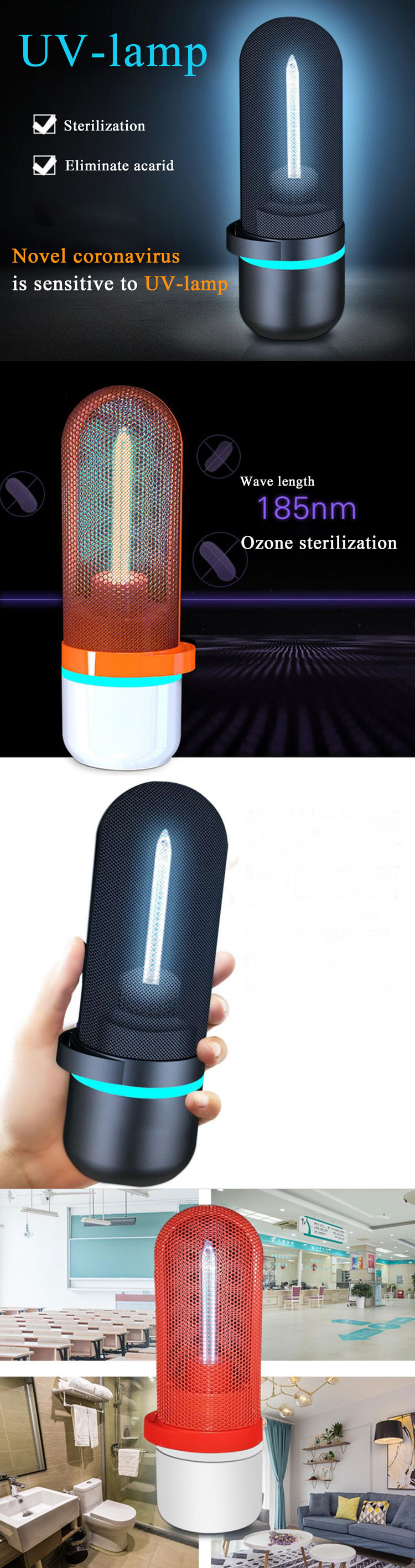 Portable Battery-Powered UVC Sterilizer Light