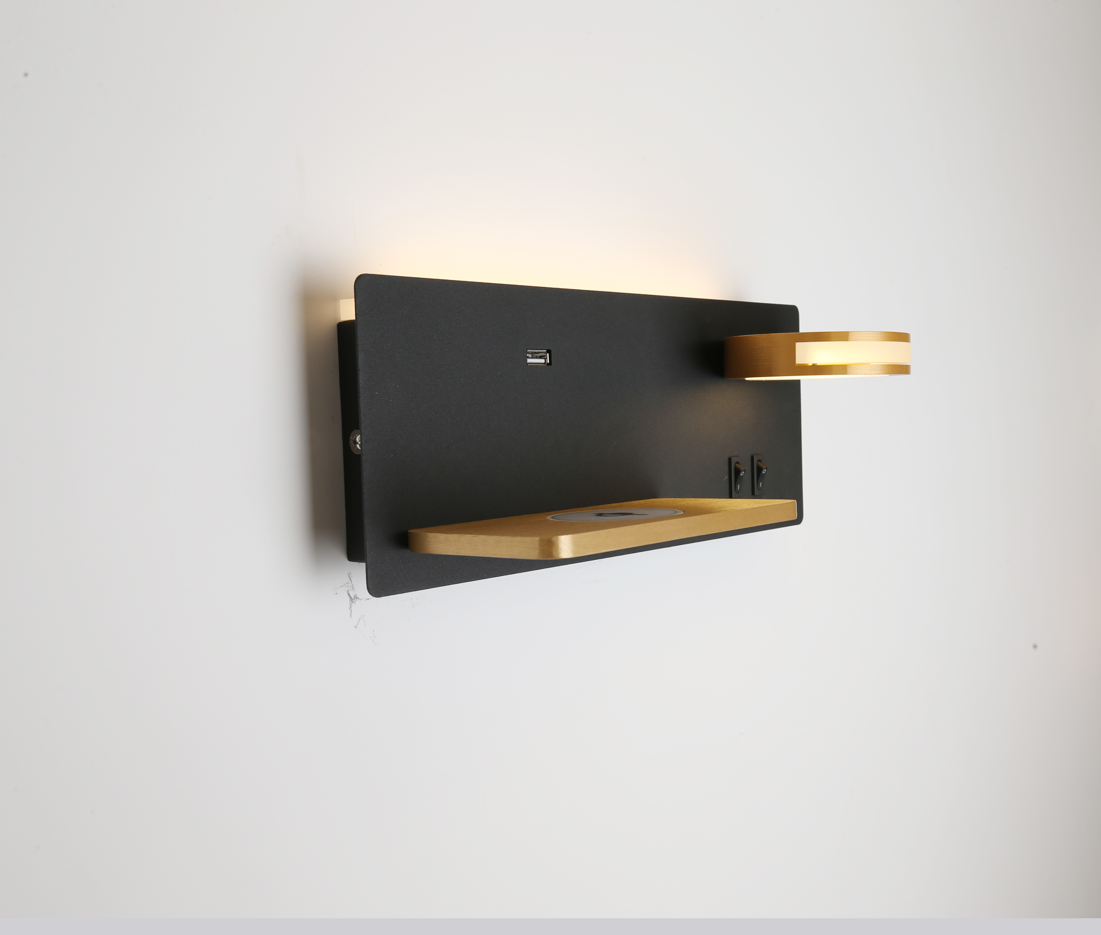 LED Wall Lamp with USB Charging and Shelf