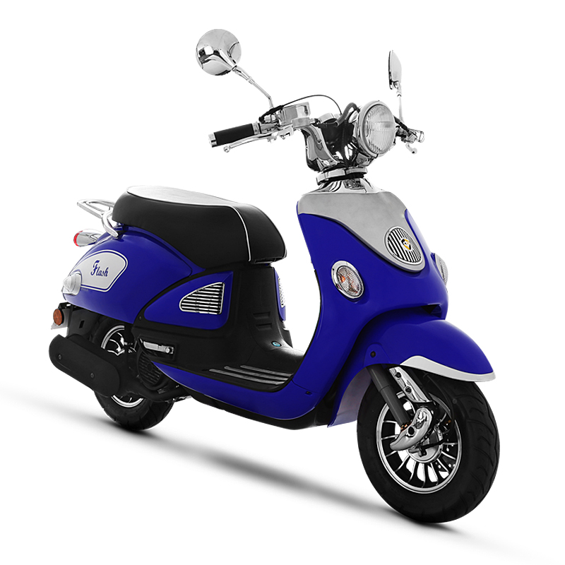 Scooter navigating city street