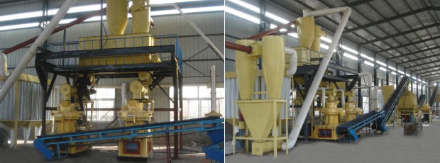Industrial rice straw pellet mill system with conveyor belts