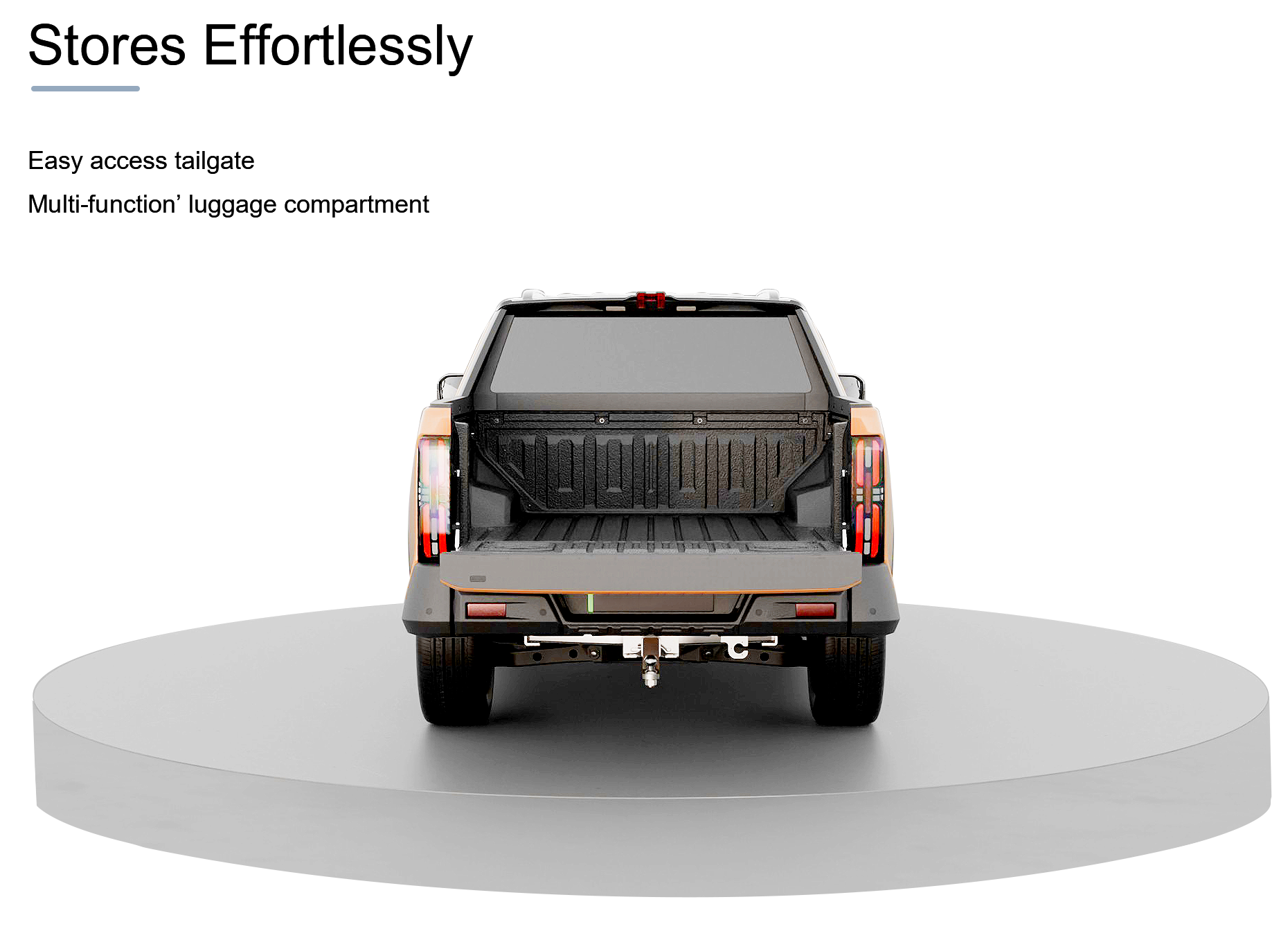 Rear view of the truck bed with tailgate open