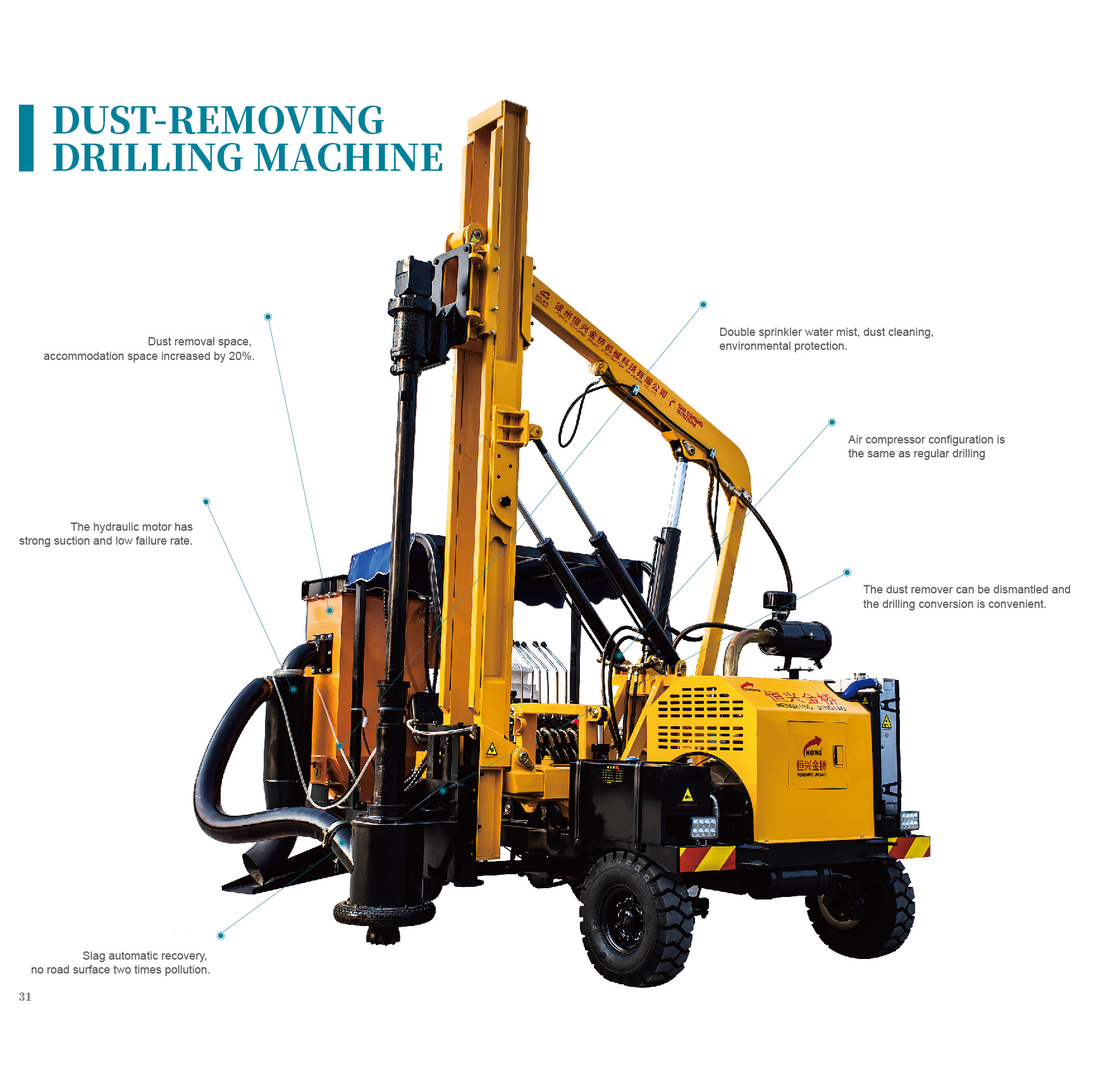 Dust-removing drilling machine with water mist system