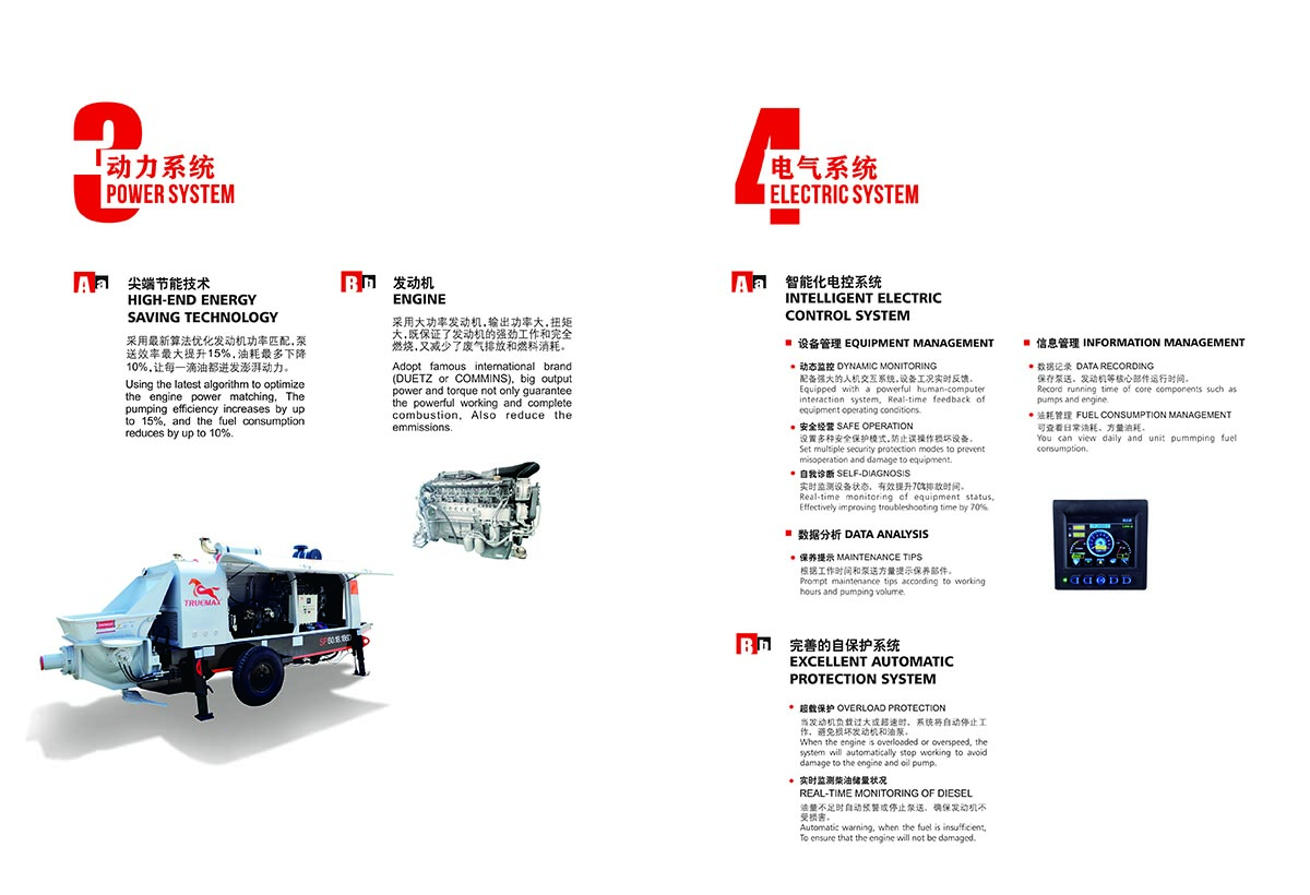 Diagrams and charts showing the intelligent electric control system and power management.