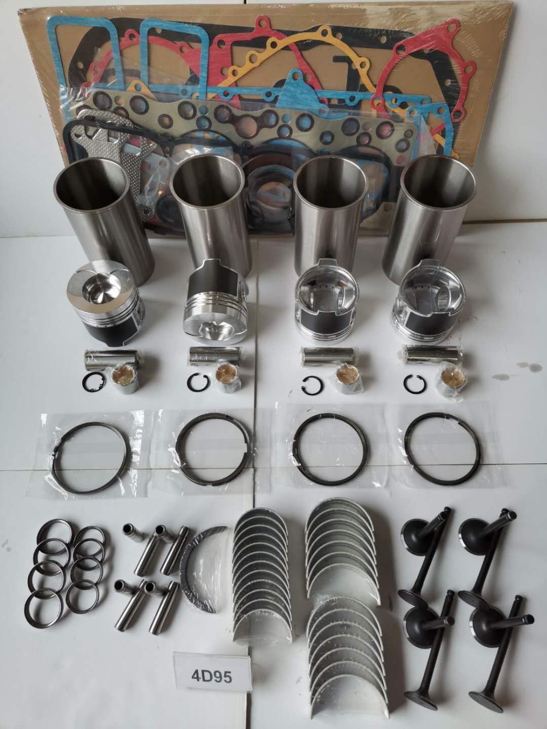 Engine Rebuild Kit with Liners, Pistons, Rings, Gaskets, Valves, Bearings, and Connecting Rods