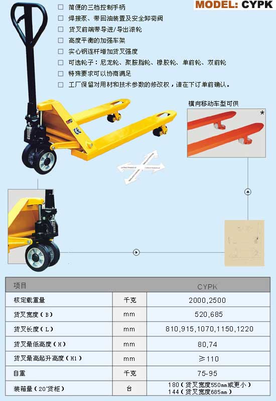 Hand Pallet Truck with Reinforced Frame
