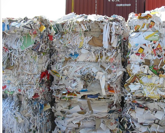 Compacted Recycled Paper Bales