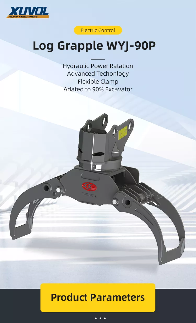 Log Grapple WYJ-90P showing hydraulic rotation and clamping mechanism