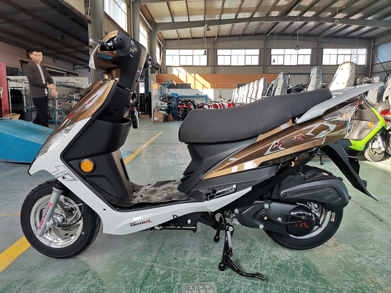 Side view of the scooter showcasing engine placement