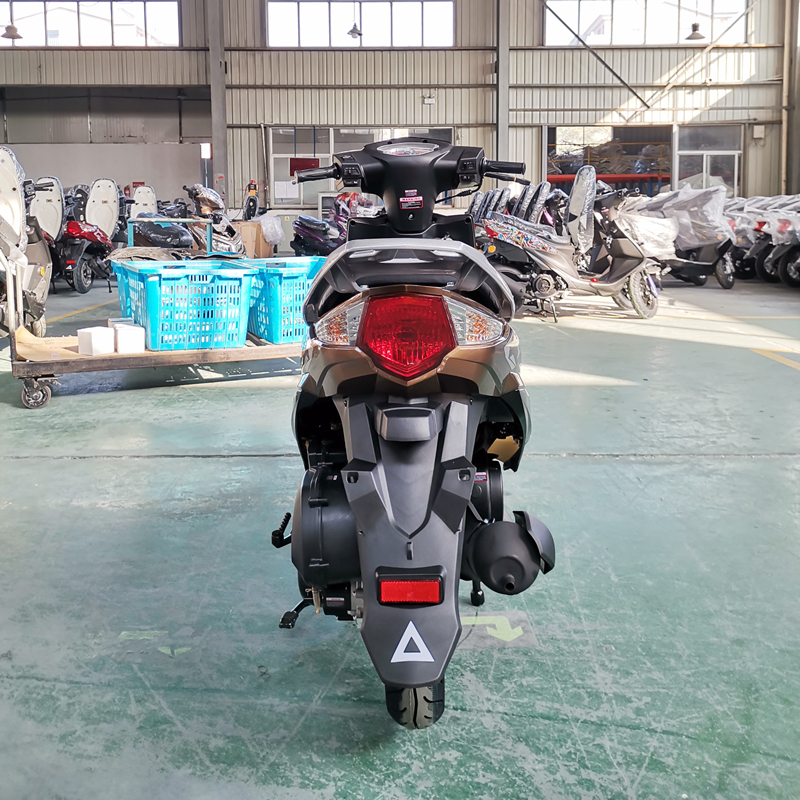 Rear view of the scooter showing taillight and exhaust