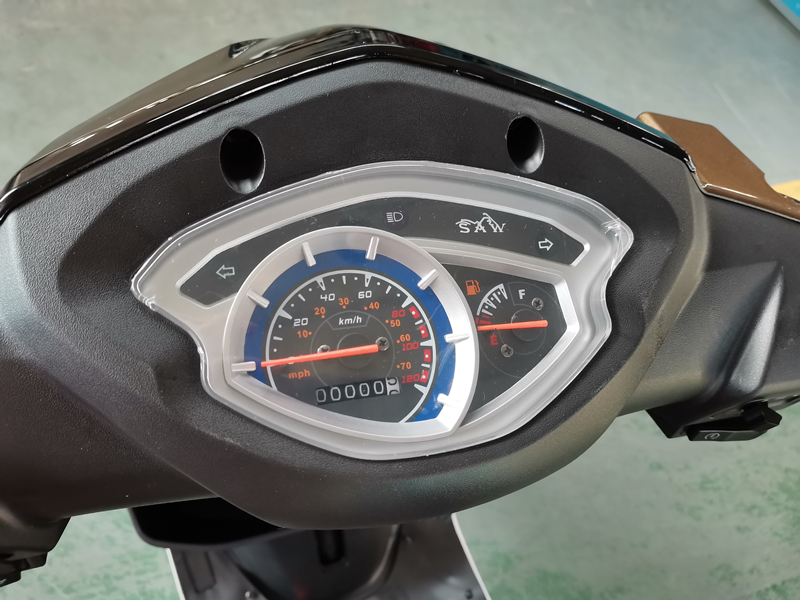 Close up of the scooter dashboard and speedometer