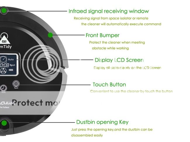 Close up of the robot vacuum control panel and sensors