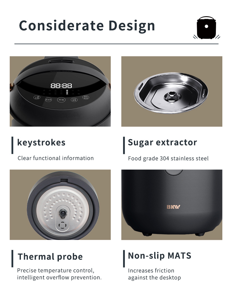 Detailed view of the thermal probe and stainless steel sugar extractor